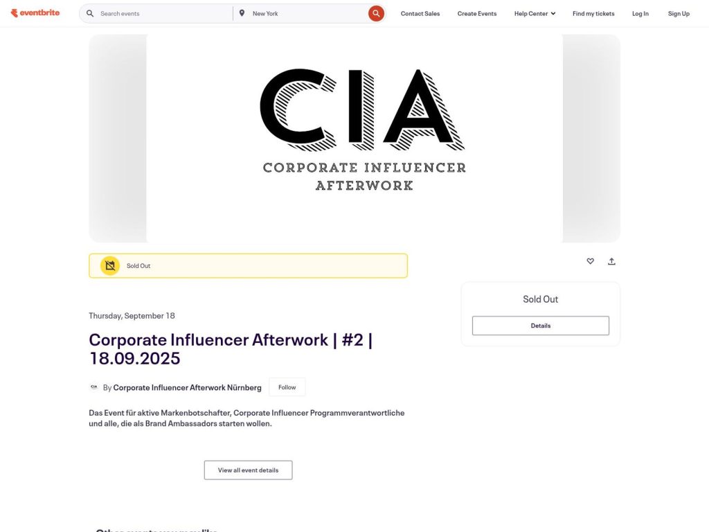 Corporate Influencer Afterwork #2 - Das Event für aktive Markenbotschafter, Corporate Influencer Programmverantwortliche und alle, die als Brand Ambassadors starten wollen. - Event screenshot