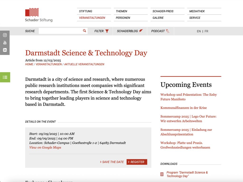 Darmstadt Science & Technology Day - Event screenshot