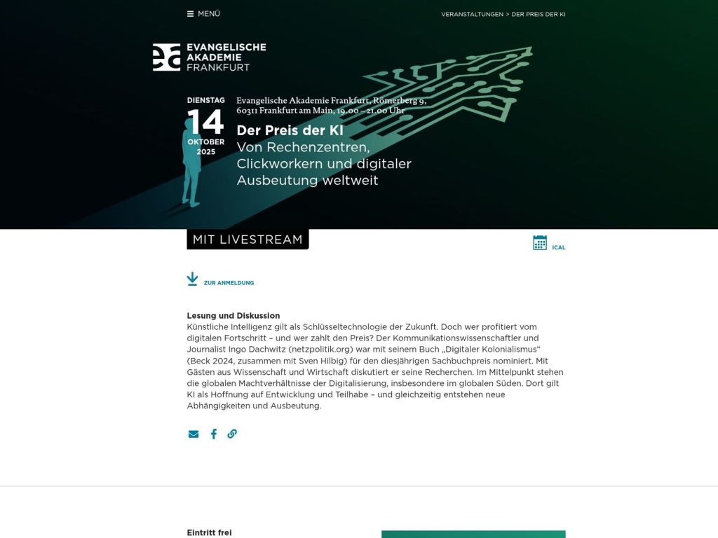 Der Preis der KI - Von Rechenzentren, Clickworkern und digitaler Ausbeutung weltweit - Event screenshot