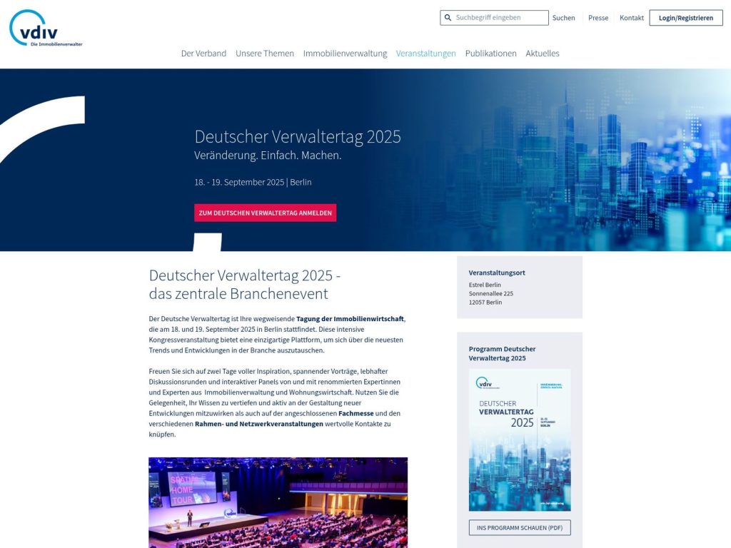 Deutscher Verwaltertag 2025 - Das zentrale Branchenevent für Immobilien-Verwalter - Event screenshot