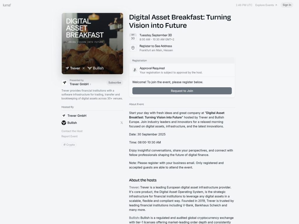 Digital Asset Breakfast: Turning Vision into Future - SIBOS 2025 Side Event - Event screenshot