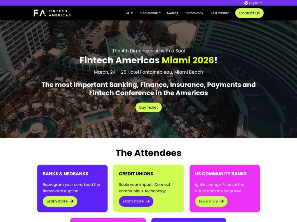 Fintech Americas Miami 2026 website