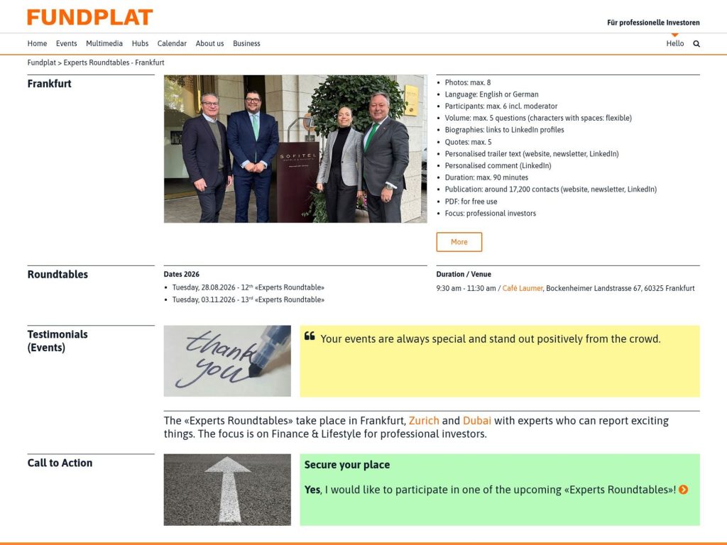 Fundplat 12th Experts Roundtable website