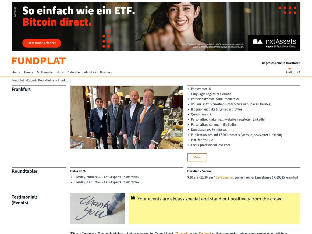 Fundplat 25th Experts Roundtable website