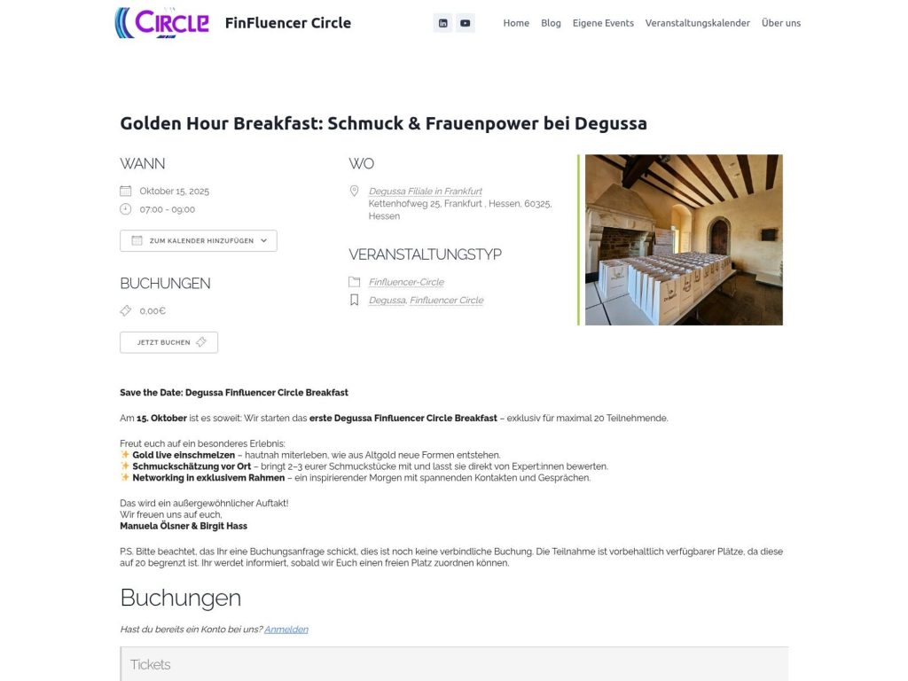 Golden Hour Breakfast: Schmuck & Frauenpower bei Degussa - Save the Date: Degussa Finfluencer Circle Breakfast - Event screenshot