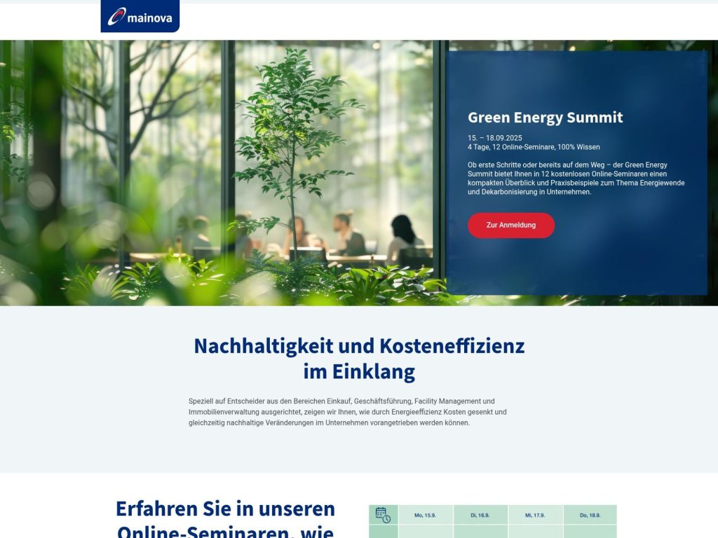 Green Energy Summit - Nachhaltigkeit und Kosteneffizienz im Einklang - Event screenshot