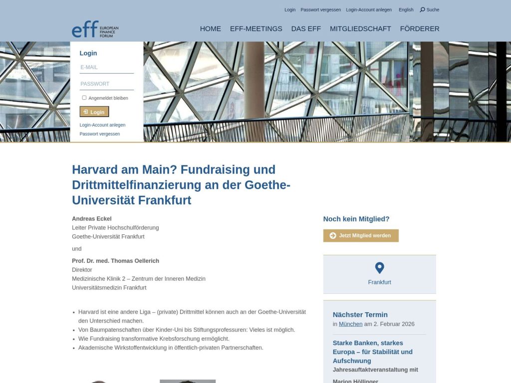 Harvard am Main? Fundraising und Drittmittelfinanzierung an der Goethe-Universität Frankfurt website