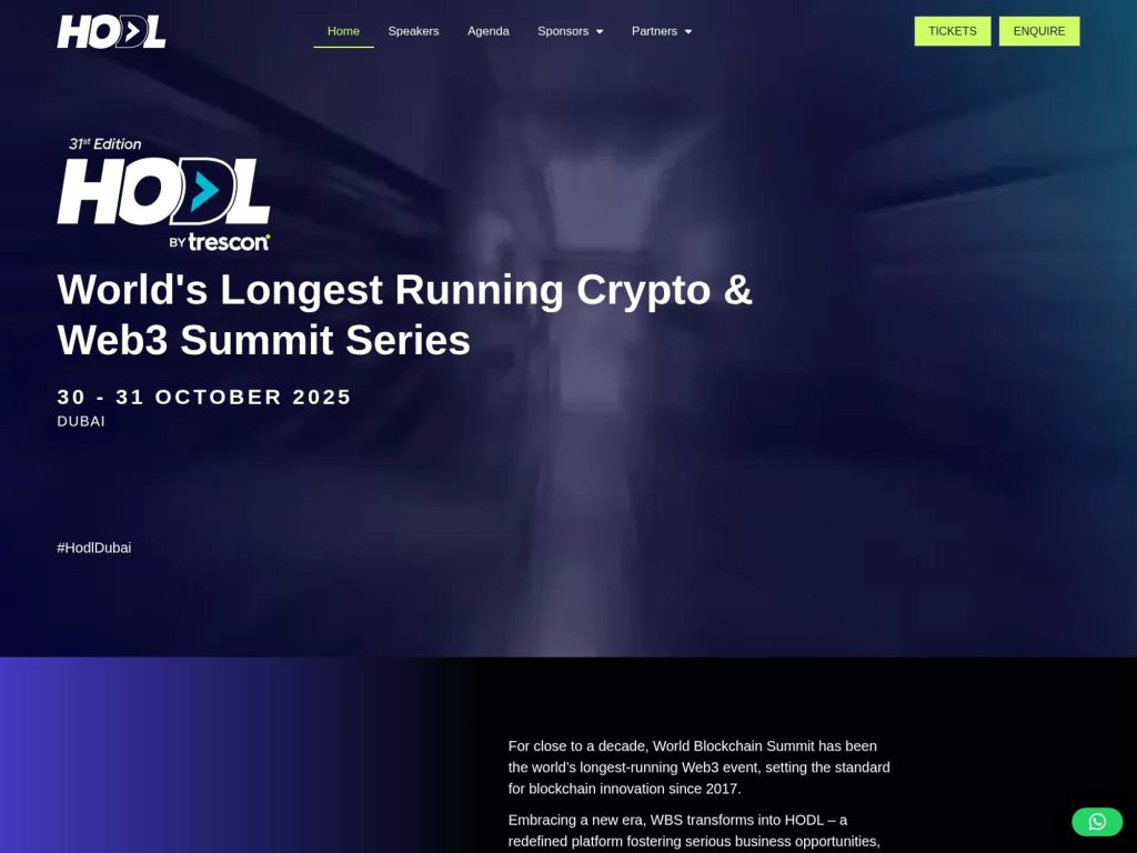 HODL Summit Dubai 2025 - World's Longest Running Crypto & Web3 Summit Series - Event screenshot