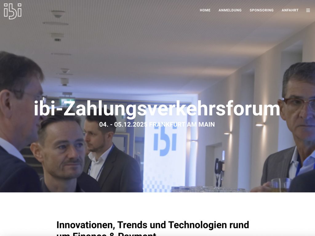 ibi-Zahlungsverkehrsforum - Innovationen, Trends und Technologien rund um Finance & Payment - Event screenshot