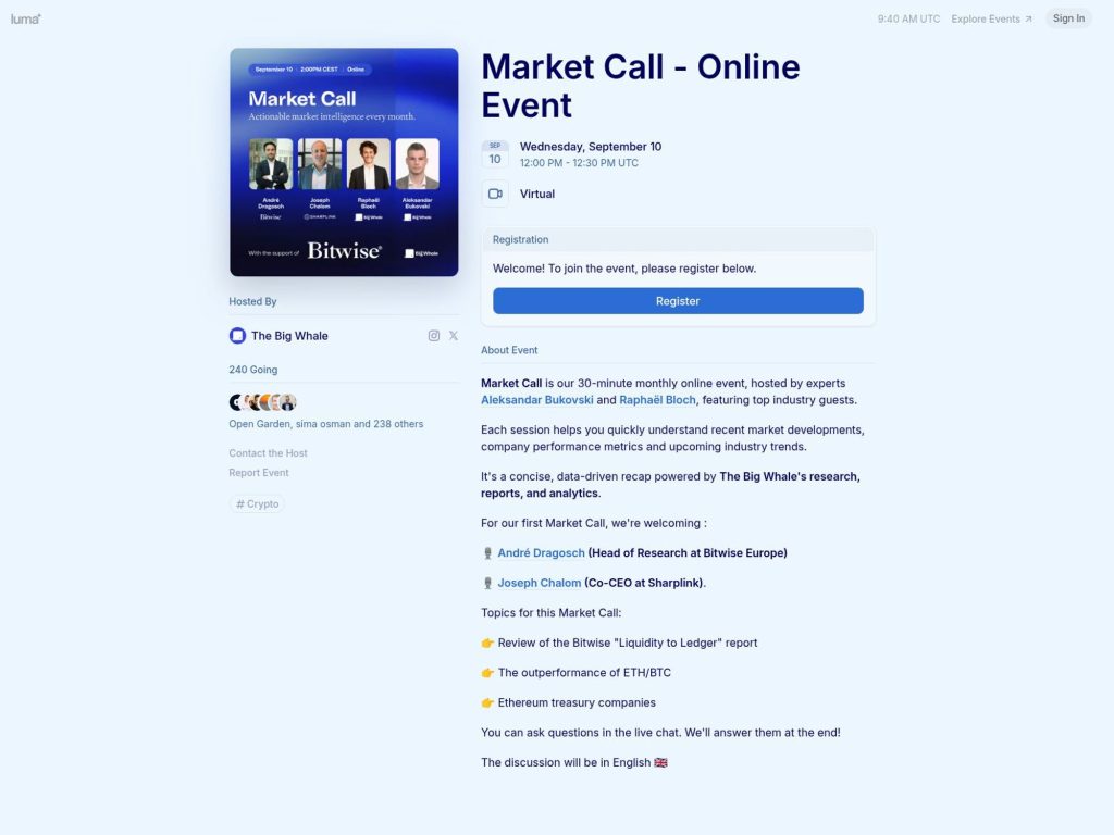 Market Call - Online Event - Event screenshot