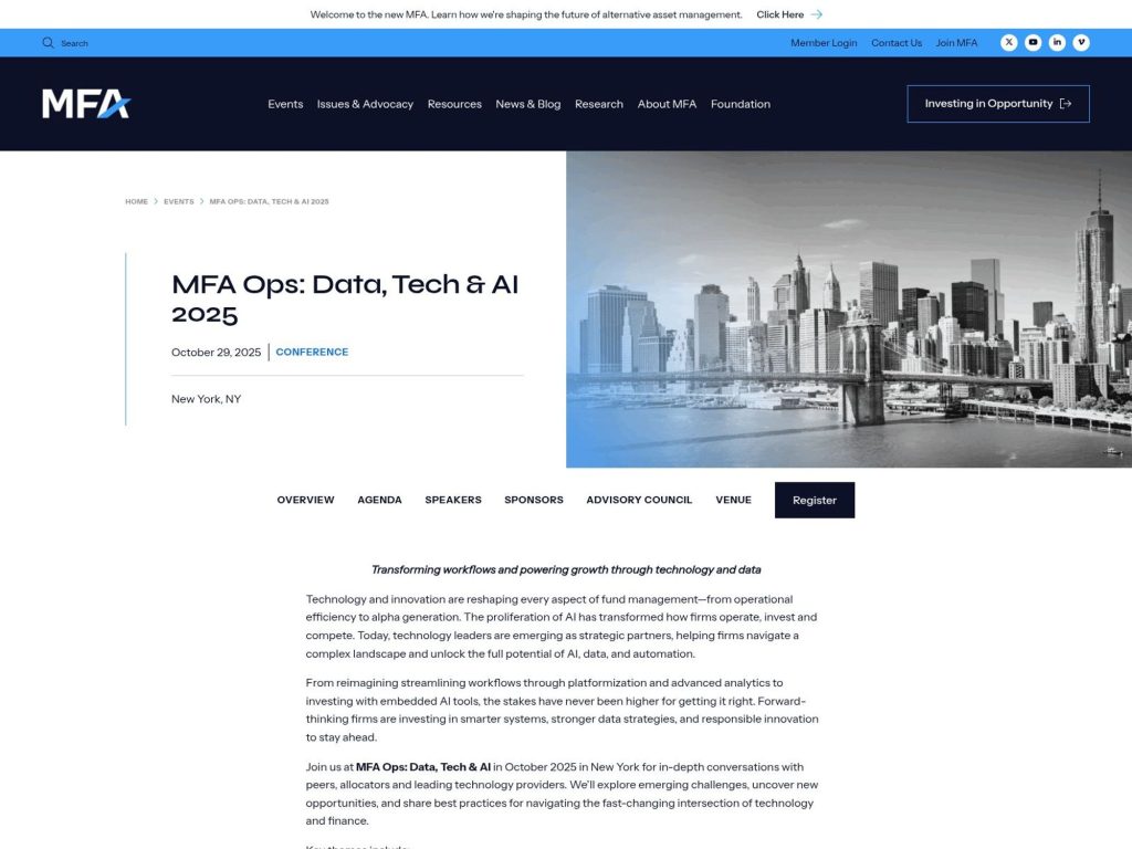 MFA Ops: Data, Tech & AI 2025 - Event screenshot
