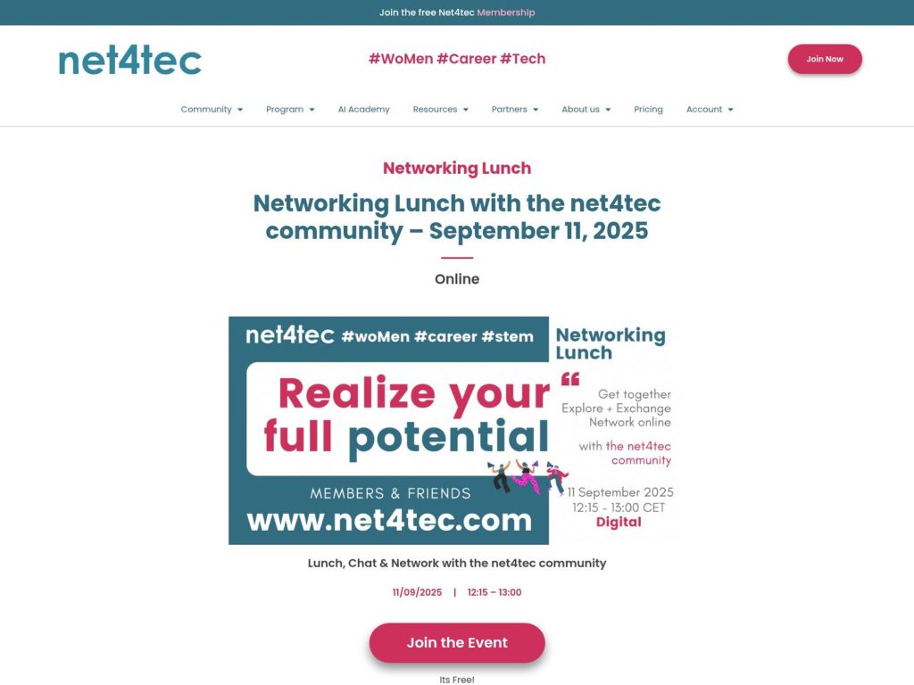 Networking Lunch with the net4tec community - Coffee, Chat & Learn with Begonia Vazquez Merayo - Event screenshot