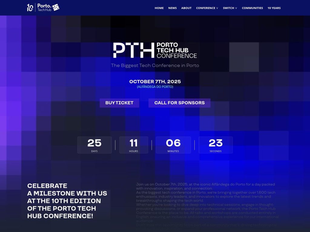 Porto Tech Hub Conference - The Biggest Tech Conference in Porto - Event screenshot