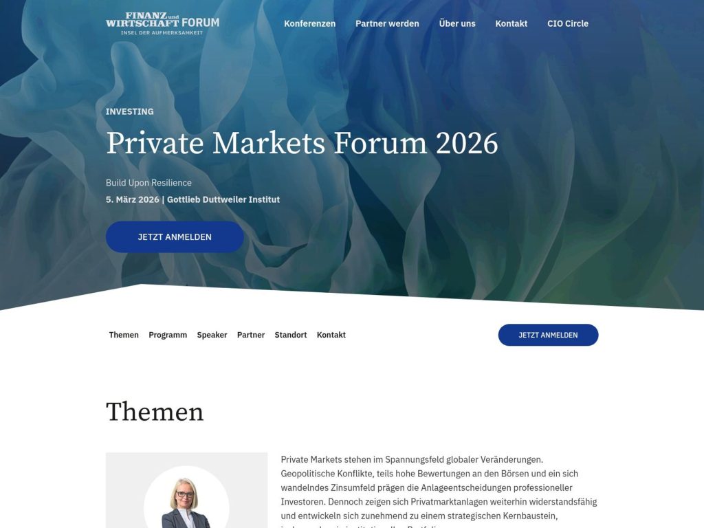 Private Markets Forum 2026 website