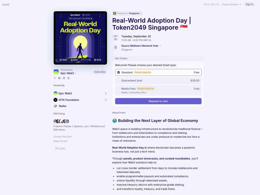 Real-World Adoption Day - Token2049 Singapore - Event screenshot