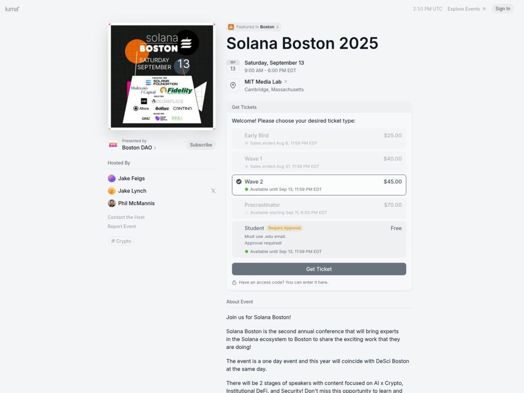 Solana Boston 2025 - Event screenshot