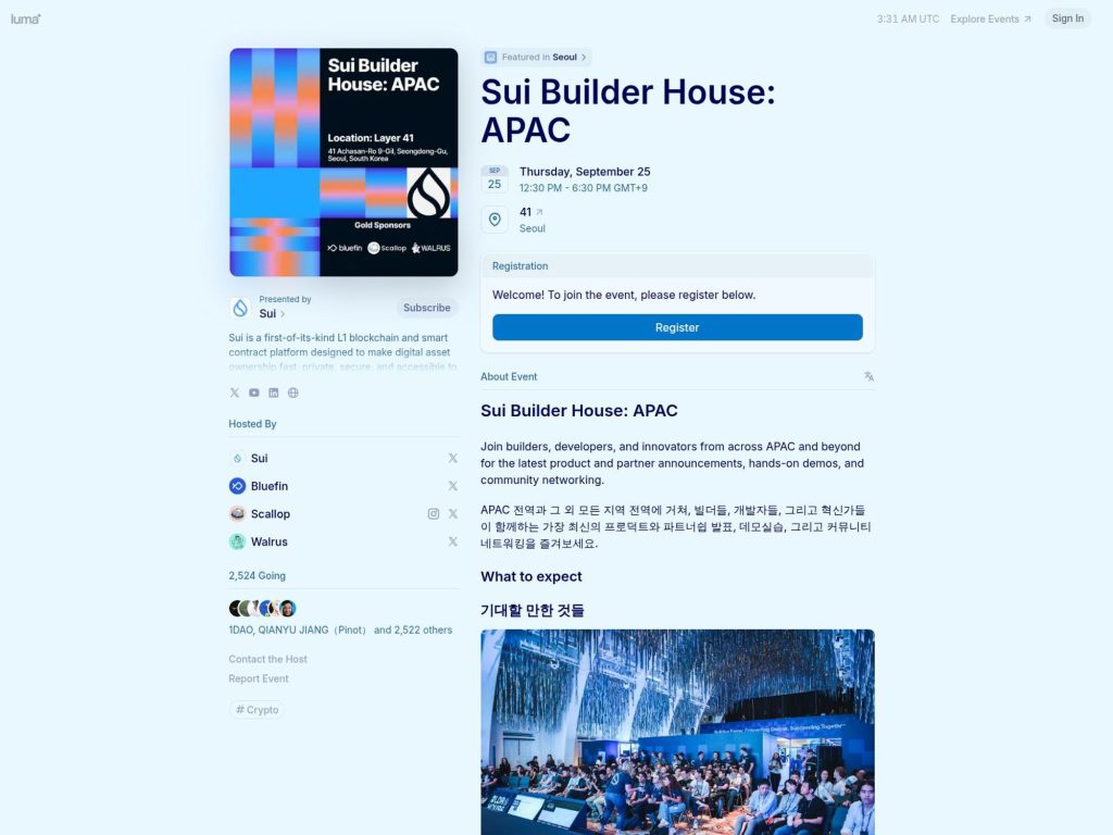 Sui Builder House: APAC - Event screenshot