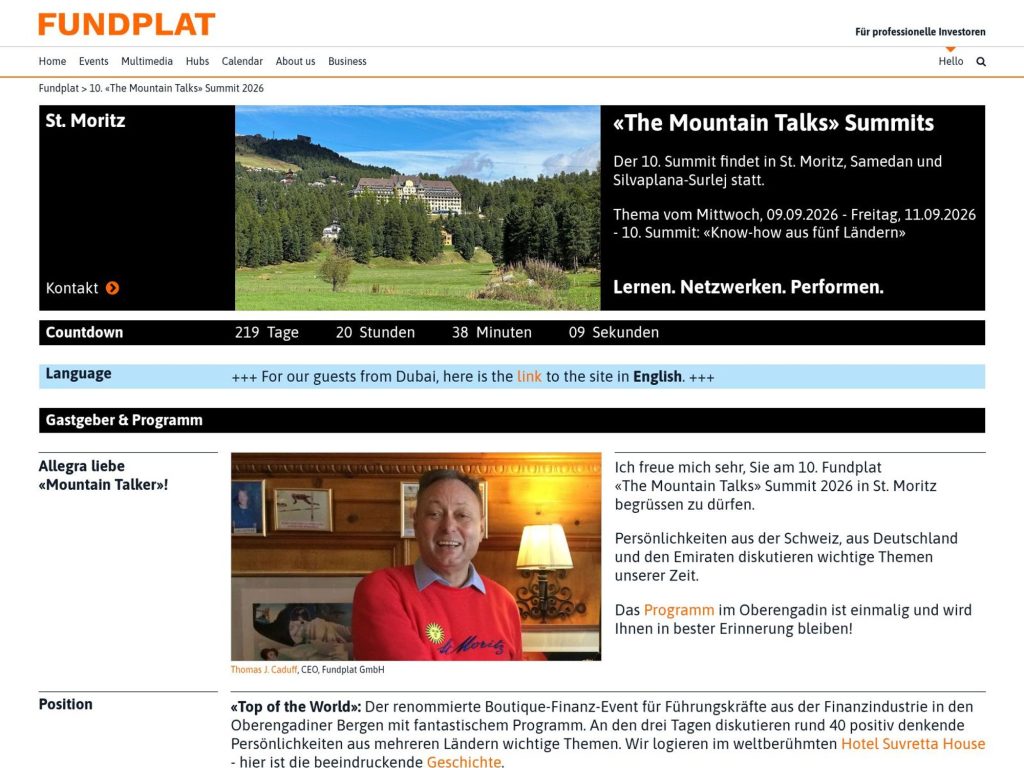 The Mountain Talk 10. Summit 2026 website