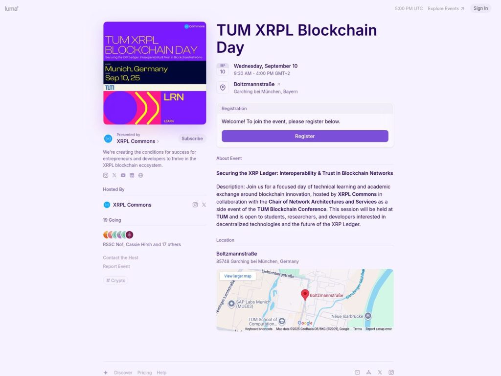TUM XRPL Blockchain Day - Securing the XRP Ledger: Interoperability & Trust in Blockchain Networks - Event screenshot