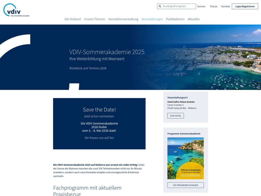 VDIV-Sommerakademie 2026 website