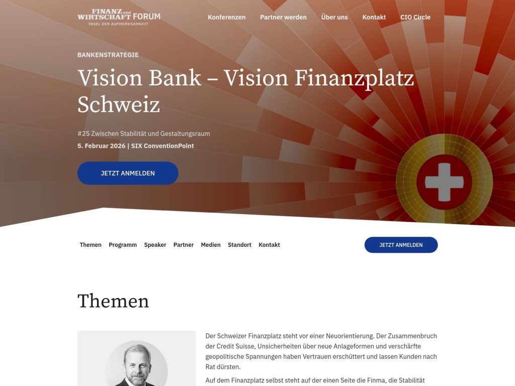 Vision Bank - Vision Finanzplatz Schweiz website
