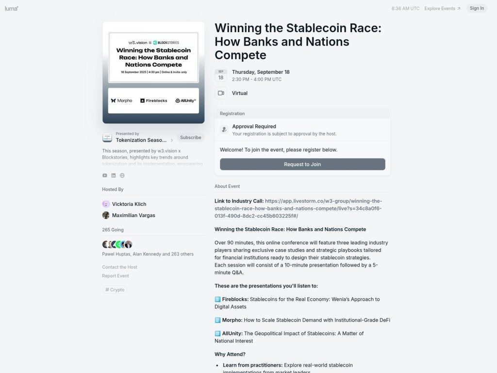Winning the Stablecoin Race - How Banks and Nations Compete - Event screenshot