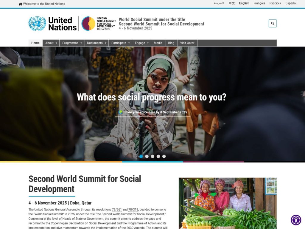 World Social Summit 2025 - Second World Summit for Social Development - Event screenshot