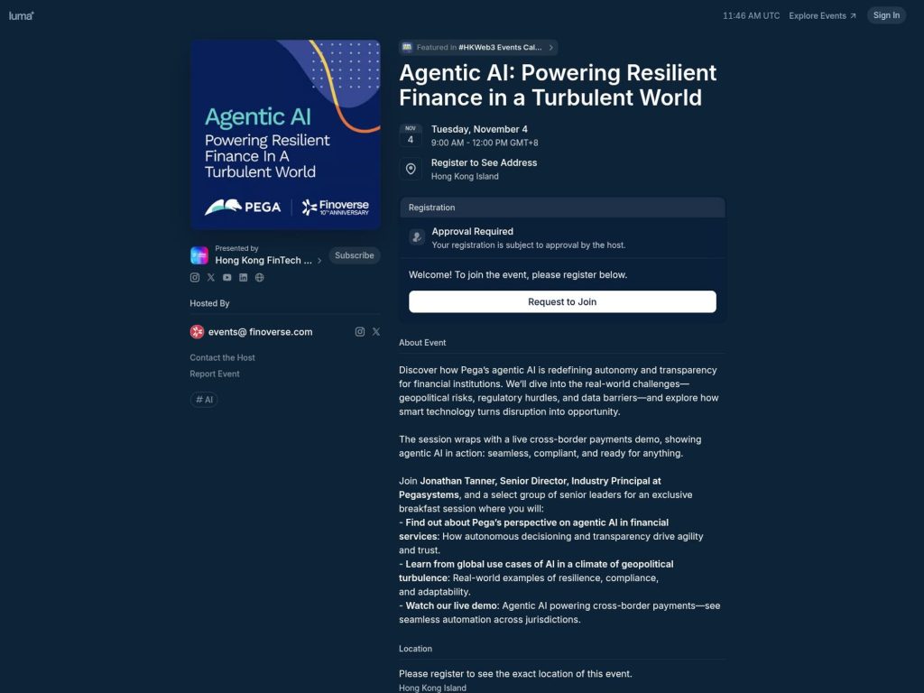 Agentic AI - Powering Resilient Finance in a Turbulent World - Event screenshot