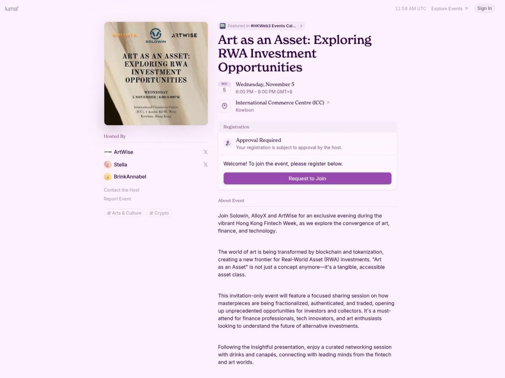 Art as an Asset - Exploring RWA Investment Opportunities - Event screenshot
