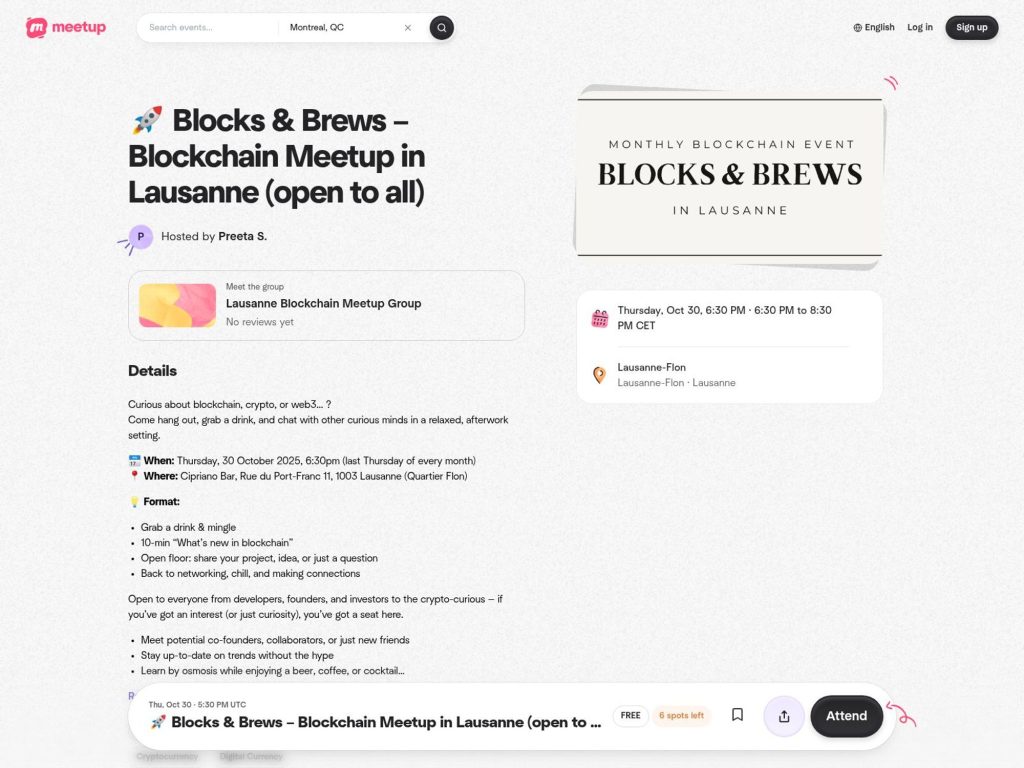 Blocks & Brews – Blockchain Meetup in Lausanne - Event screenshot