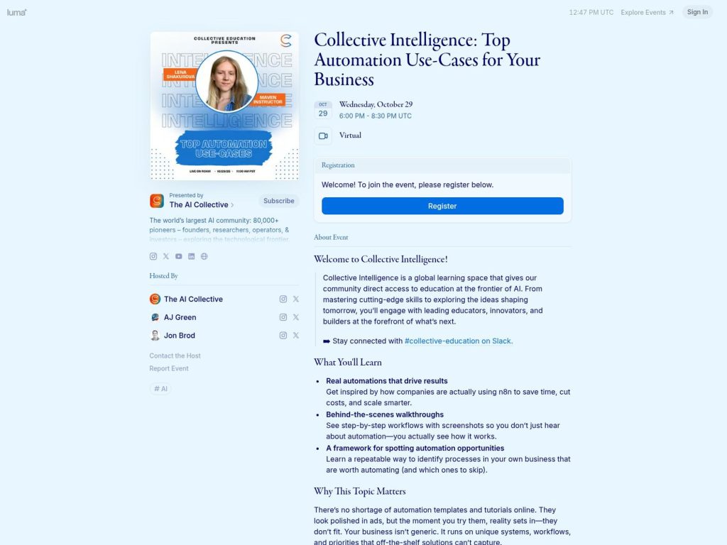Collective Intelligence: Top Automation Use-Cases for Your Business - Event screenshot