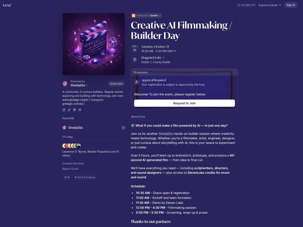 Creative AI Filmmaking / Builder Day - Event screenshot