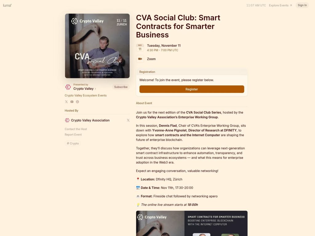 CVA Social Club - Smart Contracts for Smarter Business - Event screenshot