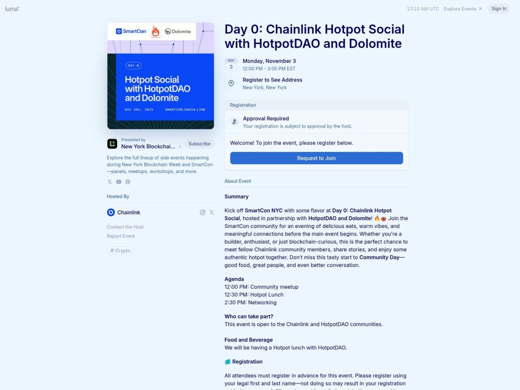 Day 0 - Chainlink Hotpot Social with HotpotDAO and Dolomite - Event screenshot