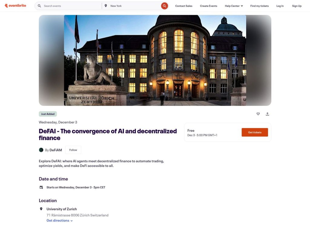 DeFAI - The convergence of AI and decentralized finance - Event screenshot