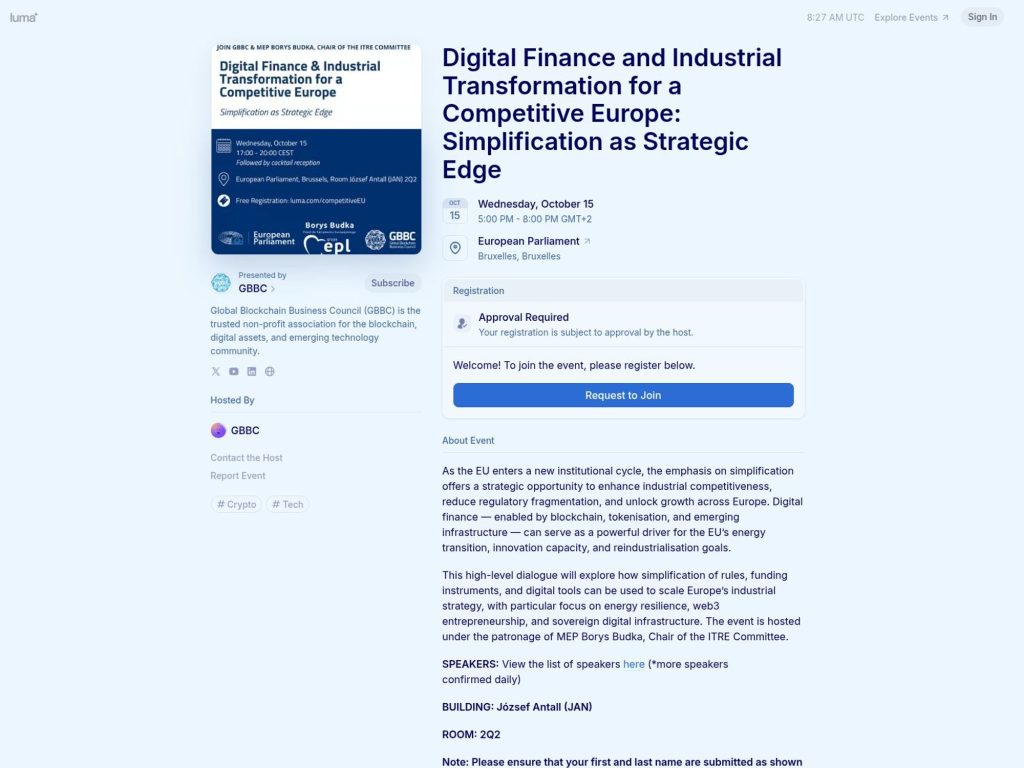 Digital Finance and Industrial Transformation for a Competitive Europe - Simplification as Strategic Edge - Event screenshot