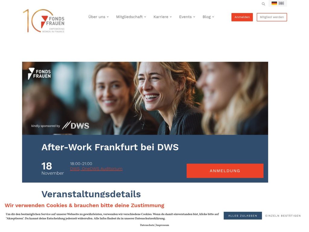 Empowering Women In Finance - After-Work Frankfurt bei DWS - Event screenshot
