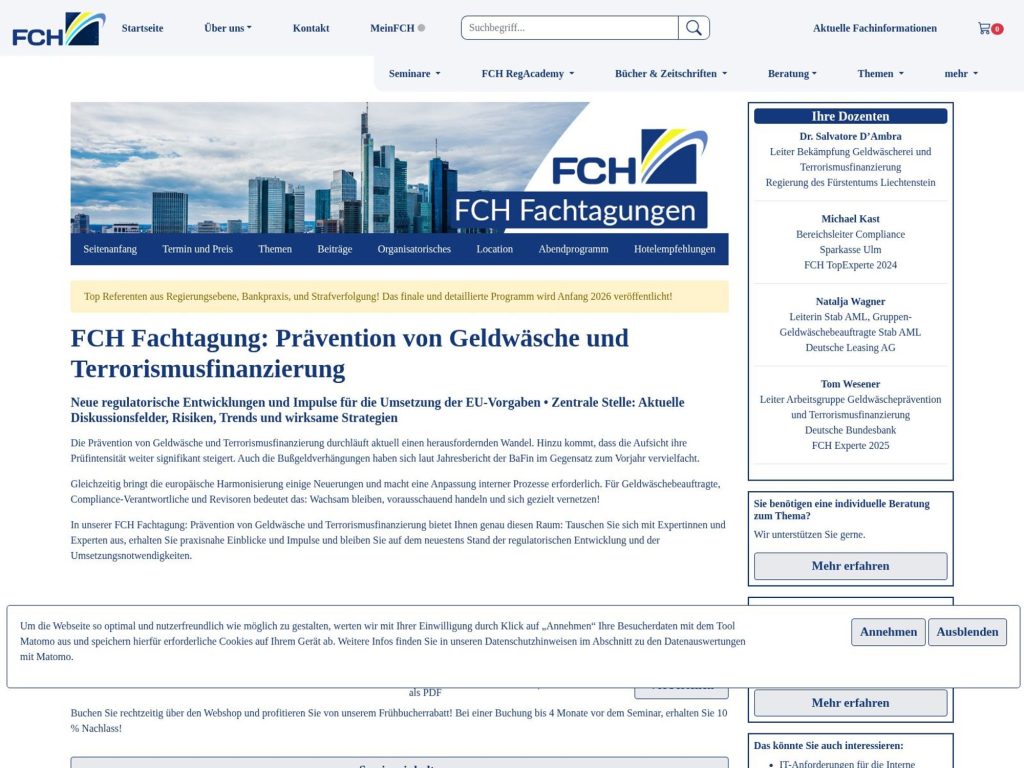 FCH Fachtagung: Prävention von Geldwäsche und Terrorismusfinanzierung website