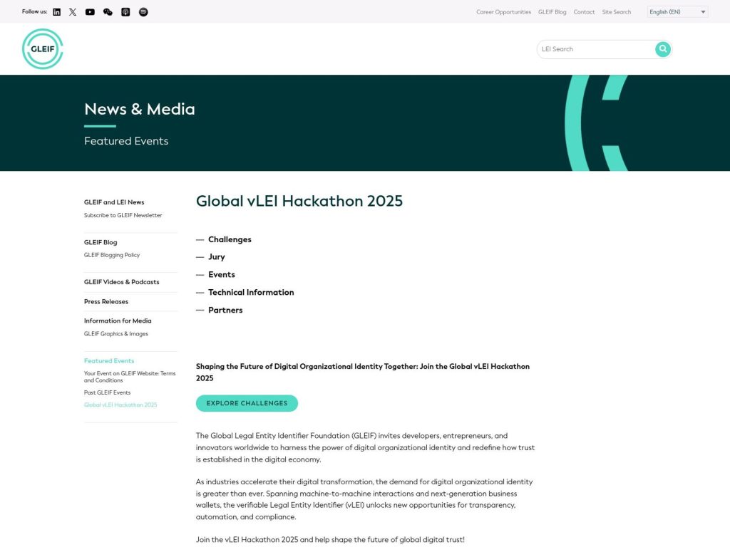 Global Legal Entity Identifier Foundation - Event screenshot