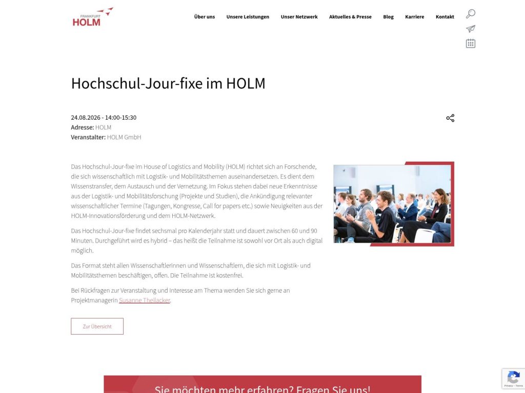 Hochschul Jour Fixe im HOLM website