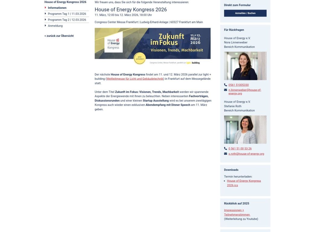 House of Energy Kongress 2026 website
