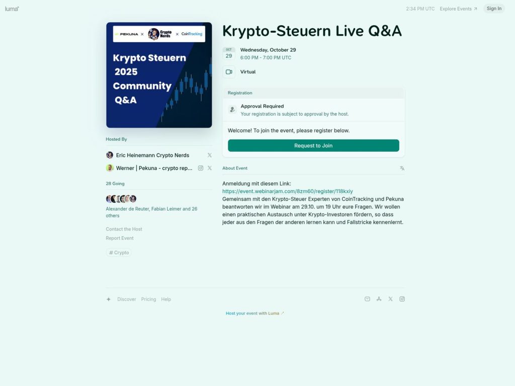 Krypto-Steuern Live Q&A - Event screenshot