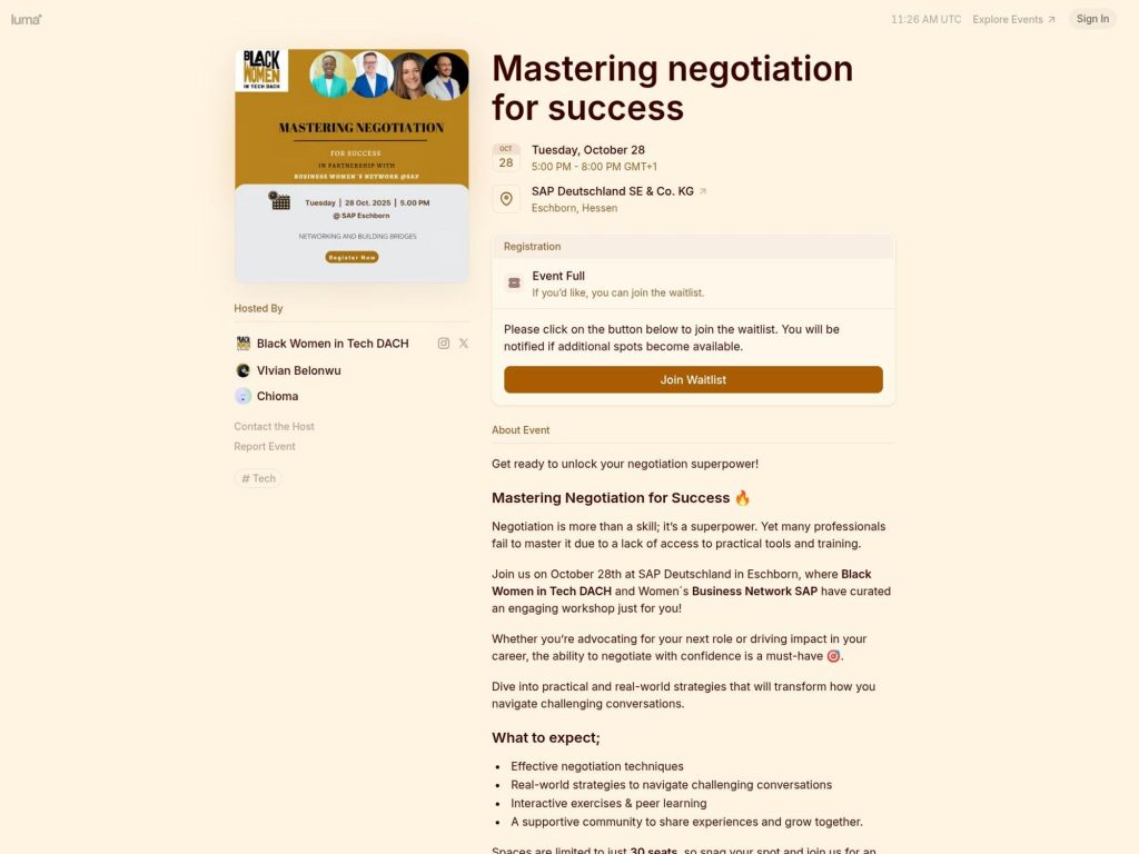 Mastering negotiation for success - Event screenshot