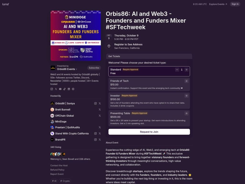 Orbis86: AI and Web3 - Founders and Funders Mixer - Event screenshot