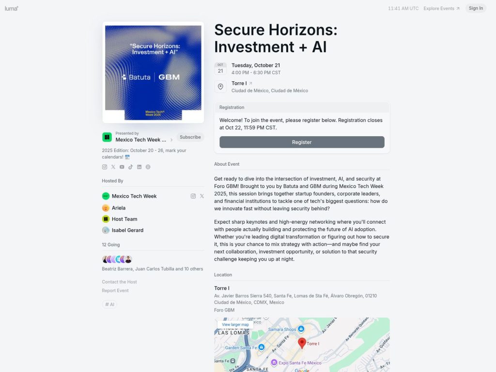 Secure Horizons: Investment + AI - Event screenshot
