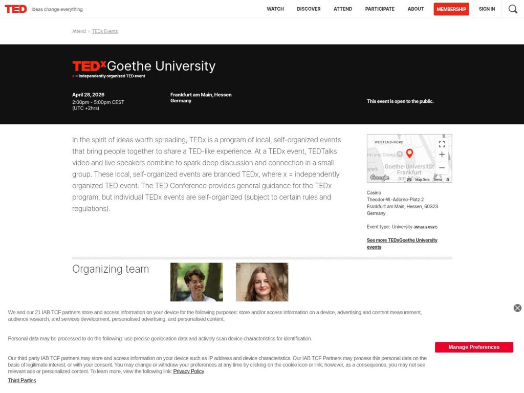 TEDx Goethe University website