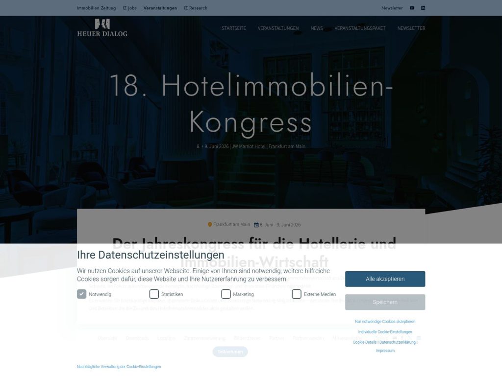 18. Hotelimmobilien-Kongress website