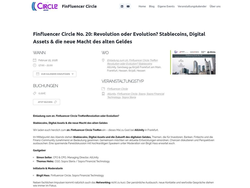 20. Finfluencer Circle Treffen website