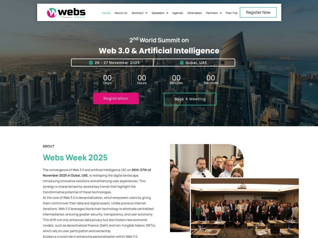 2nd World Summit on Web 3.0 & Artificial Intelligence - Event screenshot
