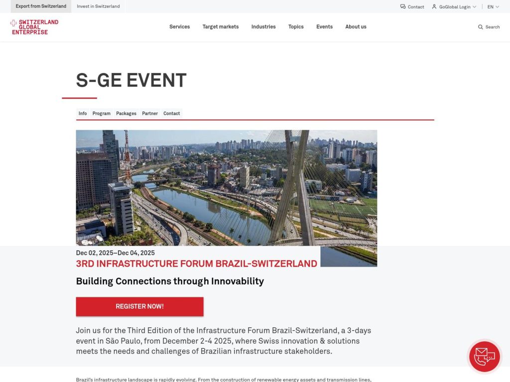 3RD infrastructure Forum Brazil -Switzerland - Event screenshot